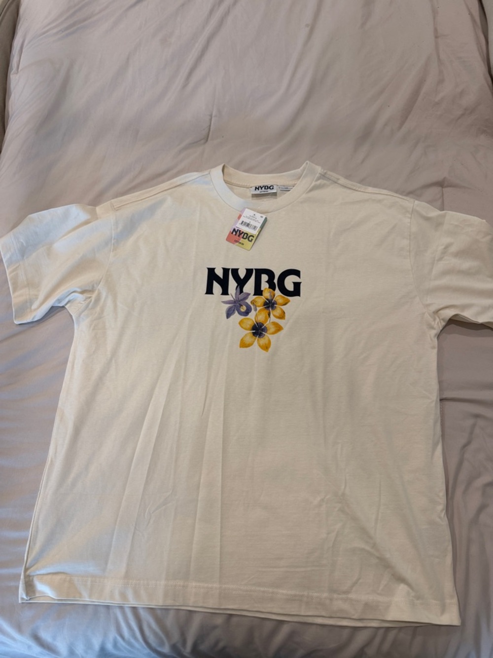 Cotton On Cream NYBG Graphic Tee with Yellow Floral Accent